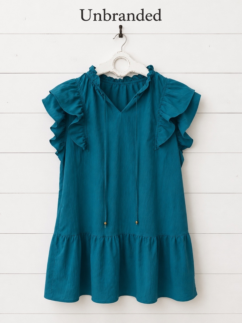 Teal Ruffle Sleeve Babydoll Dress XL